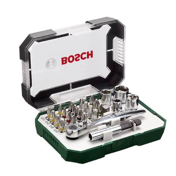 BOSCH 2607017322 Καστάνια με Καρυδάκια και Μύτες 1/4" Σετ 26 Τμχ