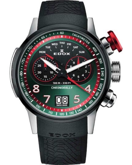 Ρολόι EDOX Chronorally Chronograph Black Rubber Strap - 38001-TINNR-VR