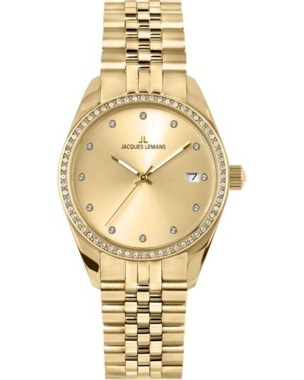 Ρολόι JACQUES LEMANS Derby Crystals Gold Stainless Steel Bracelet - 1-2133F