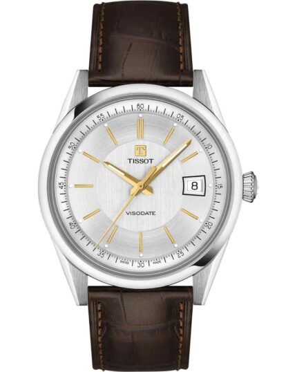 Ρολόι TISSOT Heritage Visodate Powermatic 80 Brown Leather Strap - T1574071603100